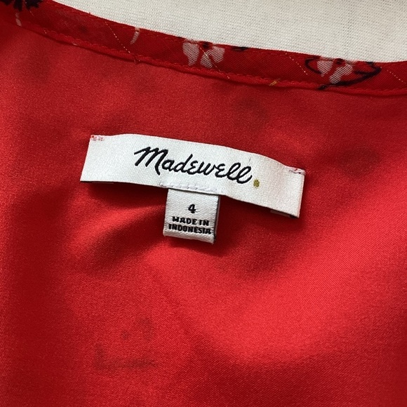 Madewell blouse peplum shirt tiered ruffled sleeves V-neck side zipper Size 4 - Picture 8 of 11